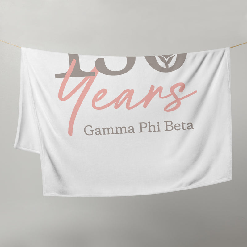 G Phi 150th Anniversary Soft, Cozy Blanket in white on clothesline
