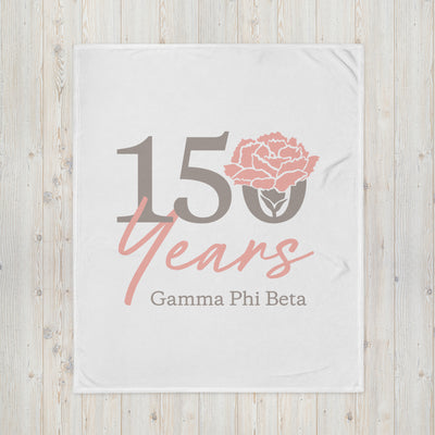 G Phi 150th Anniversary Soft, Cozy Blanket in white in full view