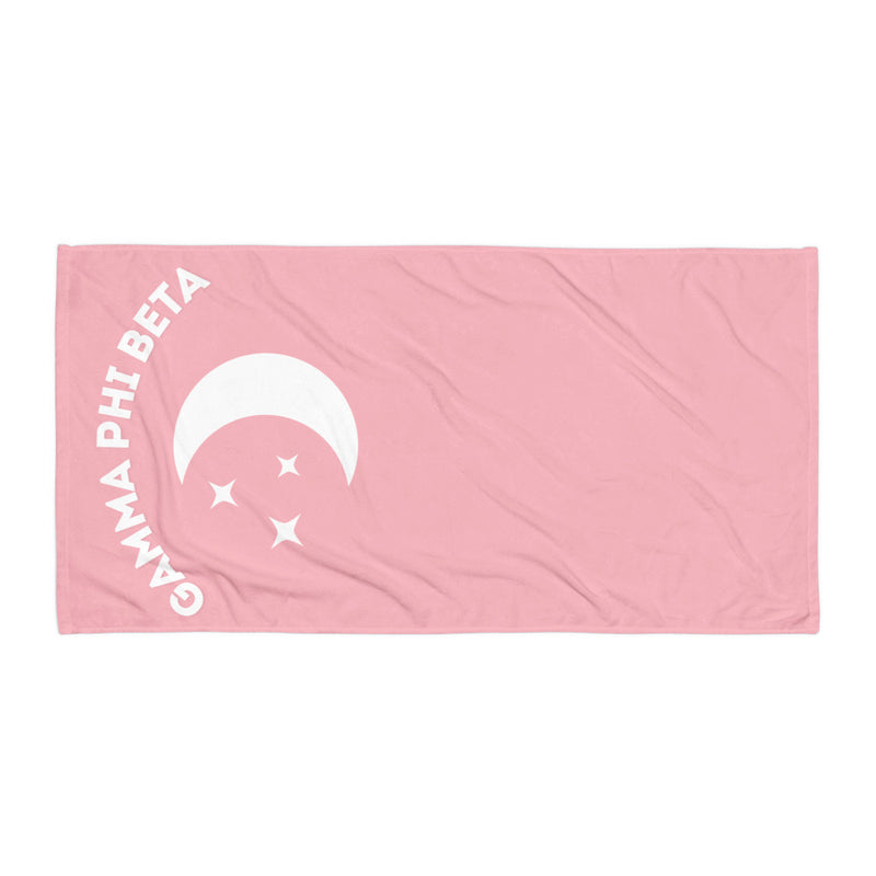 Gamma Phi Beta Crescent Moon towel in full view