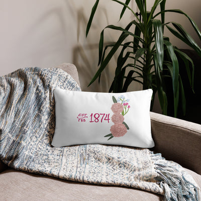 Gamma Phi Beta 1874 Reversible Pillow in white shown on couch