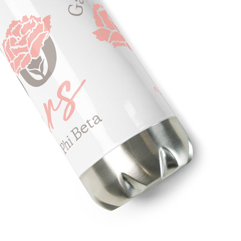 Gamma Phi Beta 150th Anniversary Water Bottle showing high grade stainless steel