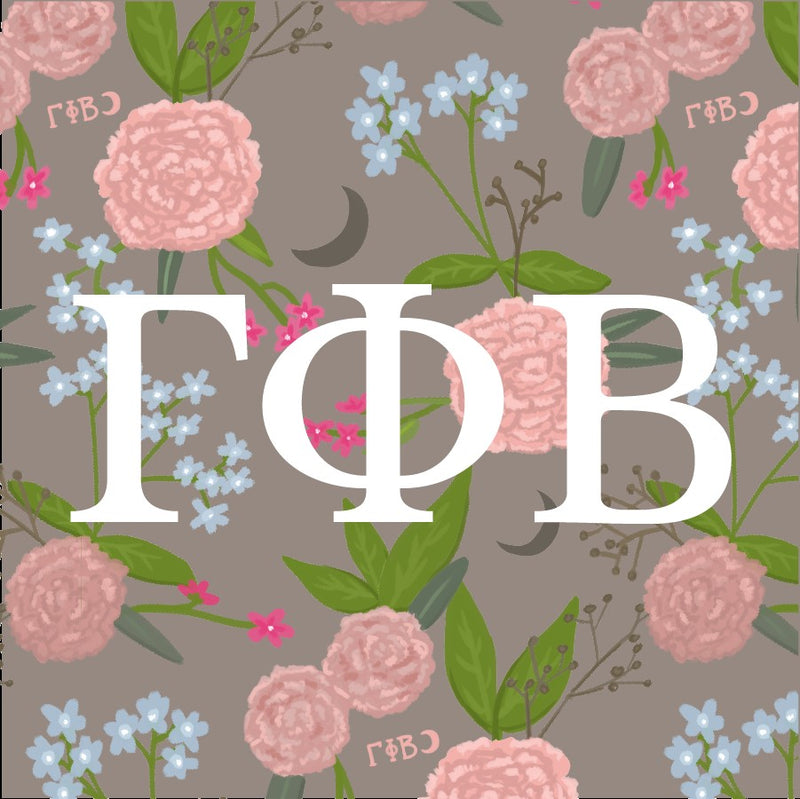 Gamma Phi Beta Sorority Sticker with your G Phi letters on pink carnation print