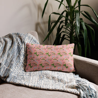 Gamma Phi Beta Sorority Pillow in 20" x 12" lumbar pillow size with pink carnation floral design