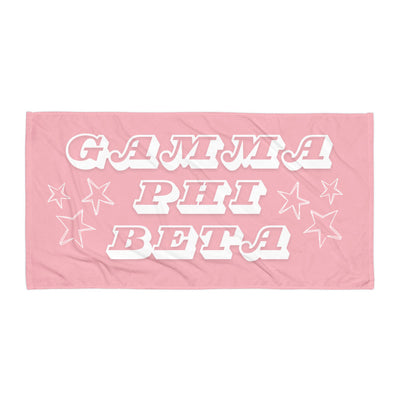 gamma phi beta starry beach or bath towel in full view