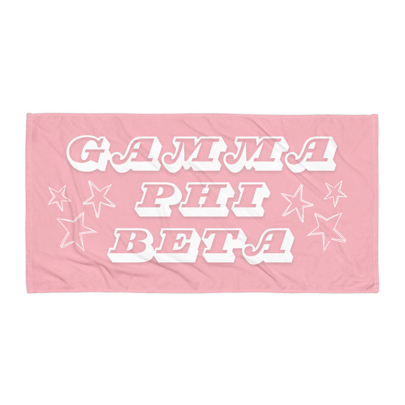 gamma phi beta starry beach or bath towel in full view