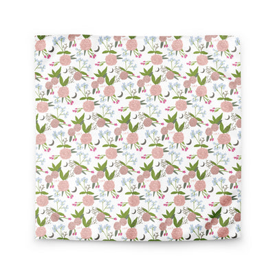 Gamma Phi Beta Floral Duvet Cover in queen size with pink carnation floral print