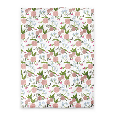 Gamma Phi Beta Floral Duvet Cover with pink carnation print in Twin XL size