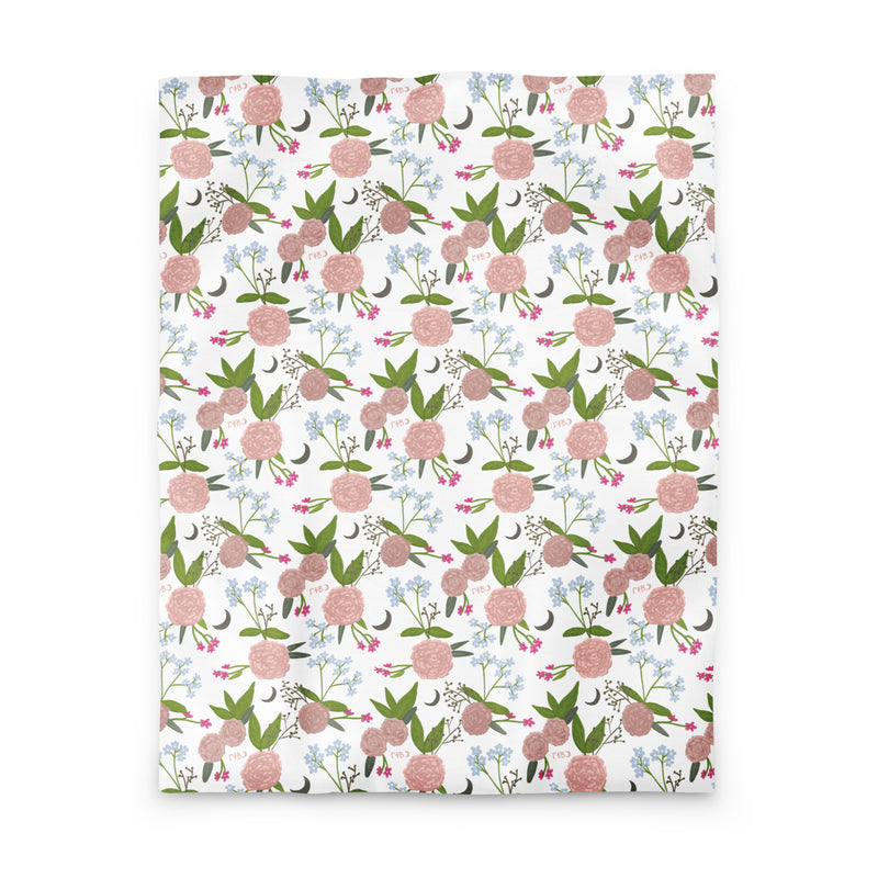 Gamma Phi Beta Floral Duvet Cover in full print view in twin size