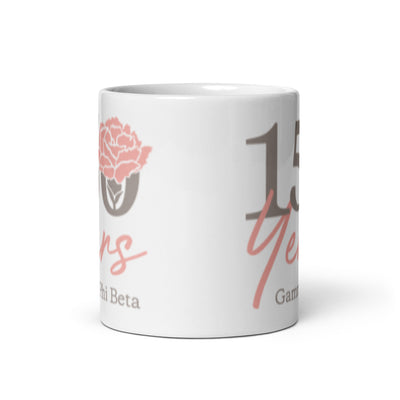 Gamma Phi Beta 150th Anniversary Mug in 11 oz size showing side of mug