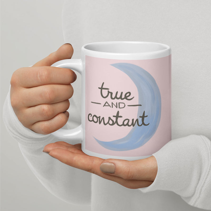 Gamma Phi Beta Crescent Sorority Mug in 20 oz size shown in model&