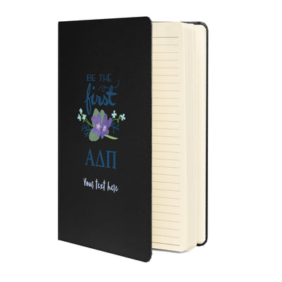 ADII Be The First Hardcover Journal in black showing inside pages