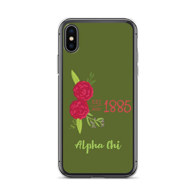 Alpha Chi Omega 1885 Founding Date olive green iPhone X, XS case