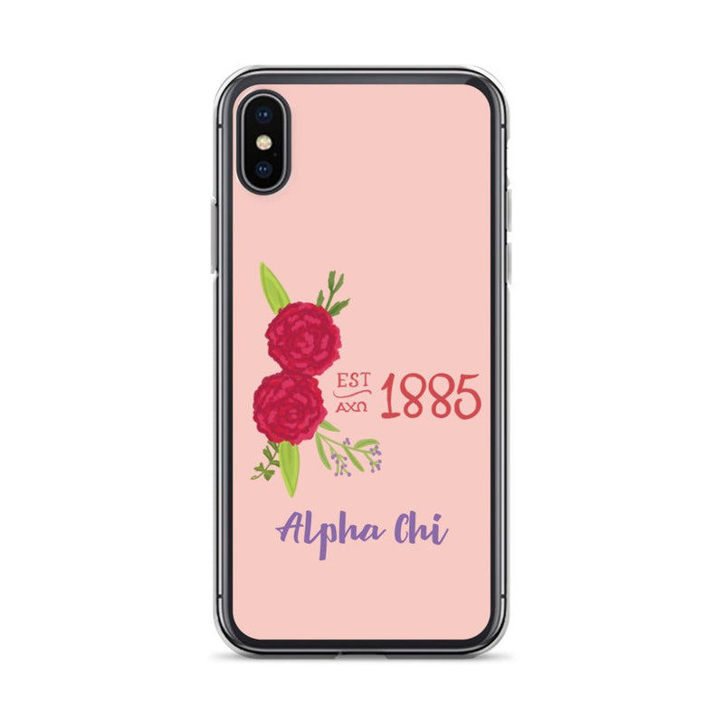 Alpha Chi Omega 1885 Founding Year Pink iPhone X, XS Case