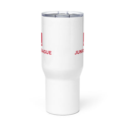 Junior League Script Stainless Steel Travel Mug showing print is on both sides