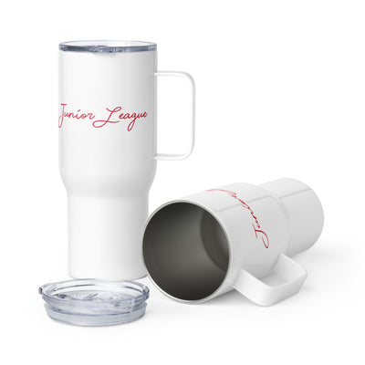 Junior League Insulated Travel Mug with Script Design showing inside