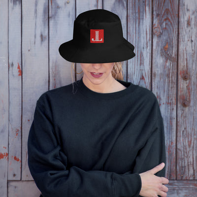 Junior League Logo Bucket Hat in black shown on model