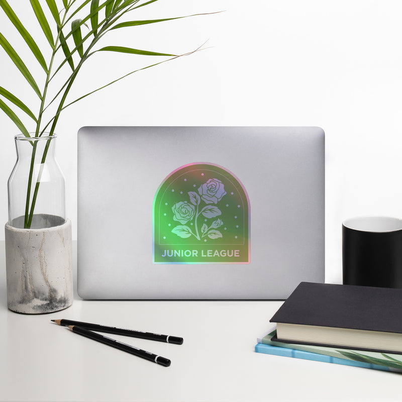 The Junior League Floral Holographic Sticker on computer
