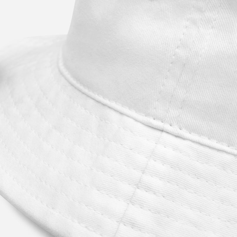 Junior League Logo Embroidered Bucket Hat in white showing product detail