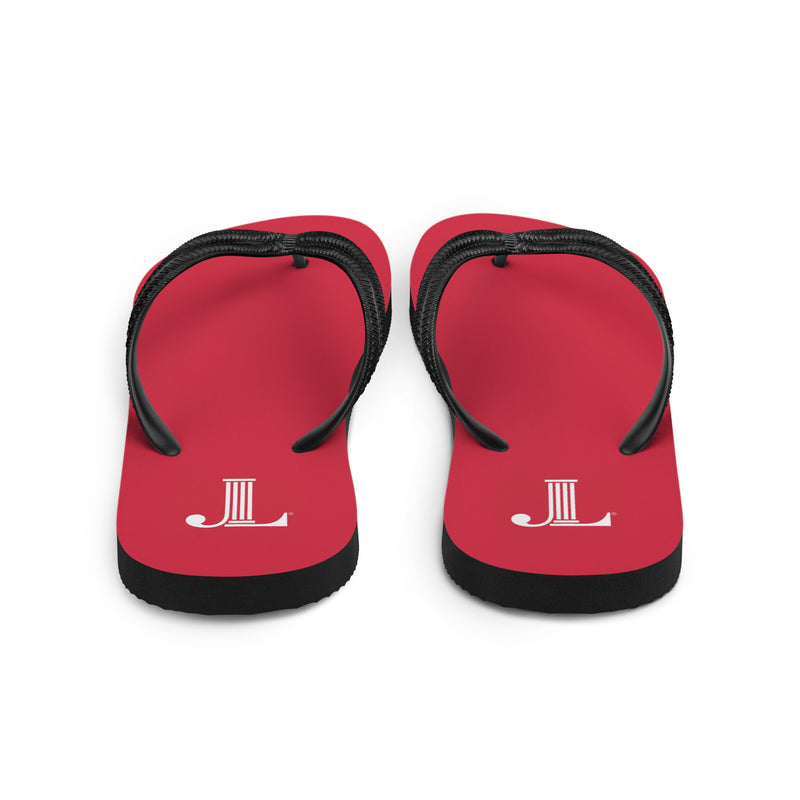 Junior League Logo Red Flip-Flops showing rear view of flip flops and cushioned sole