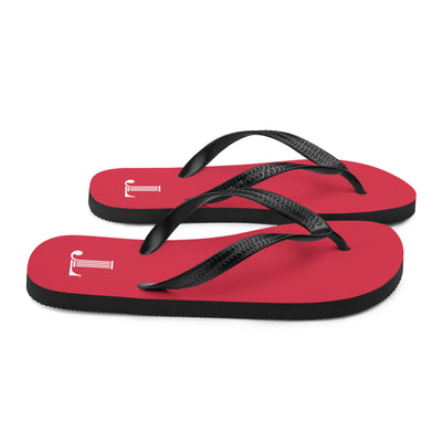 Junior League Logo Red Flip-Flops showing side view 