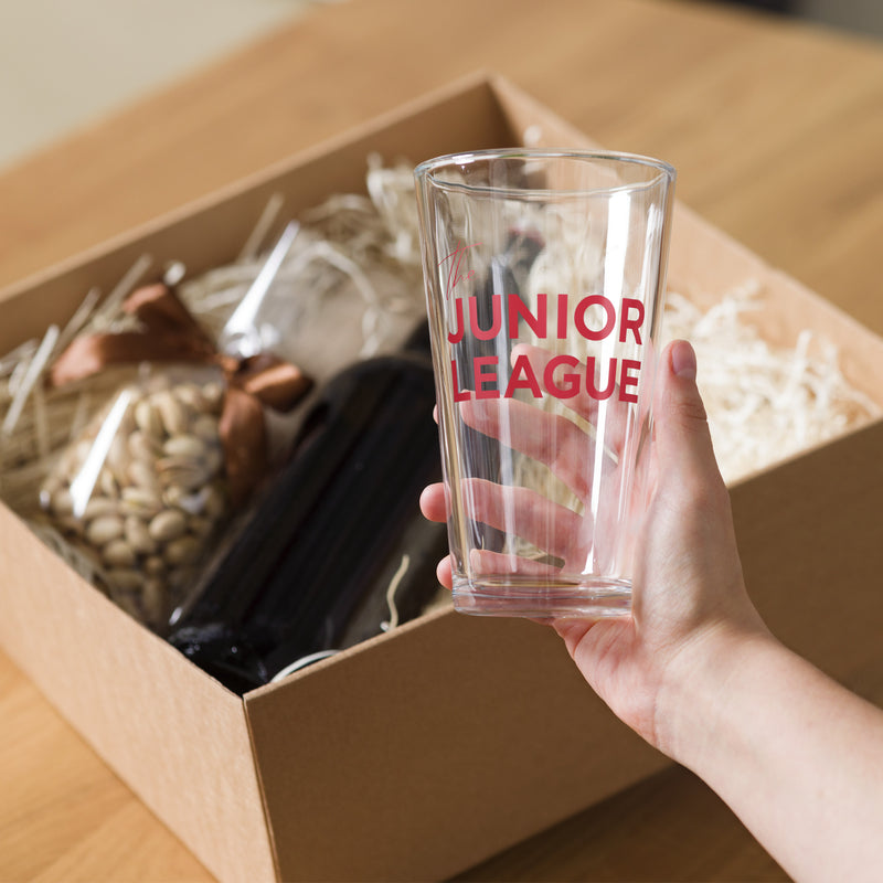 Junior League Shaker 16 oz Pint glass showing packing materials