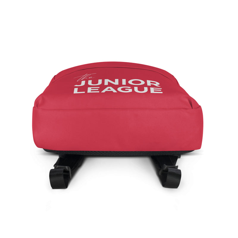 Junior League Red Backpack showing bottom of red bag