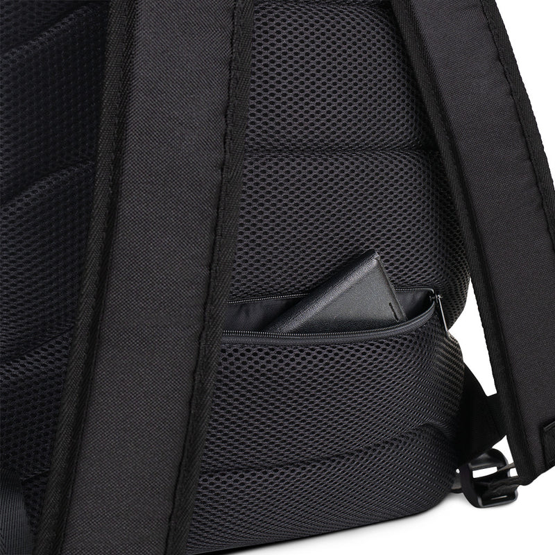 Junior League Red Backpack showing mesh back pocket for storage