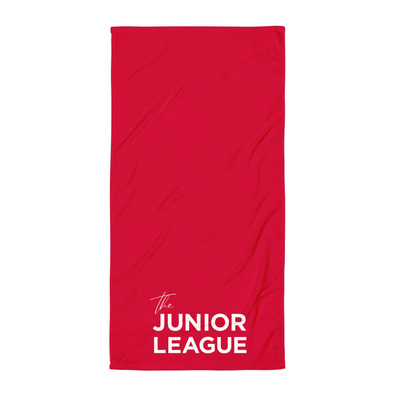 Junior League Red and White Beach Towel shown in full view