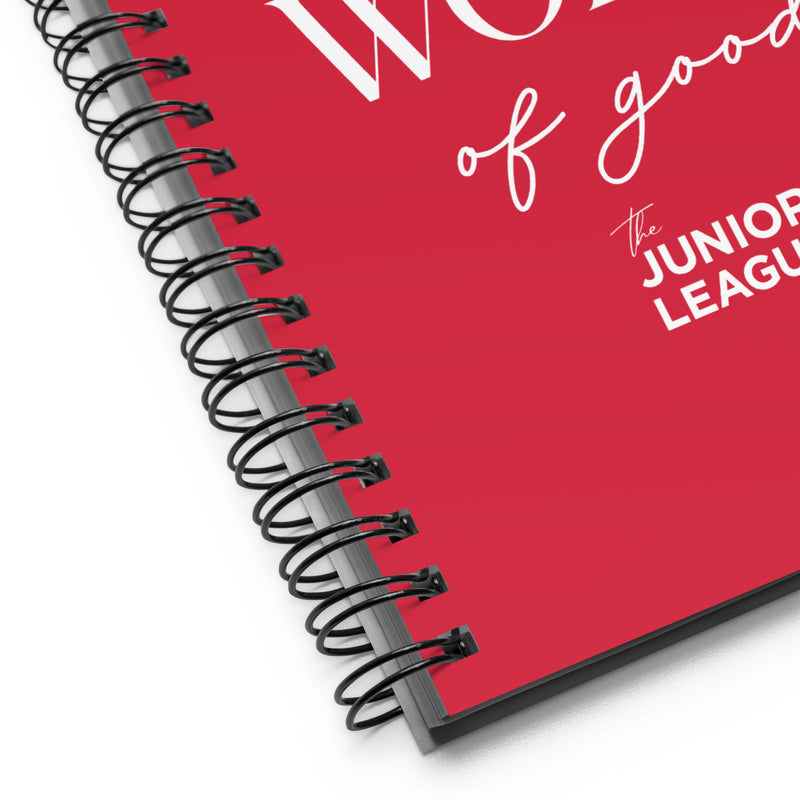 Junior League Red Spiral Notebook showing product binding