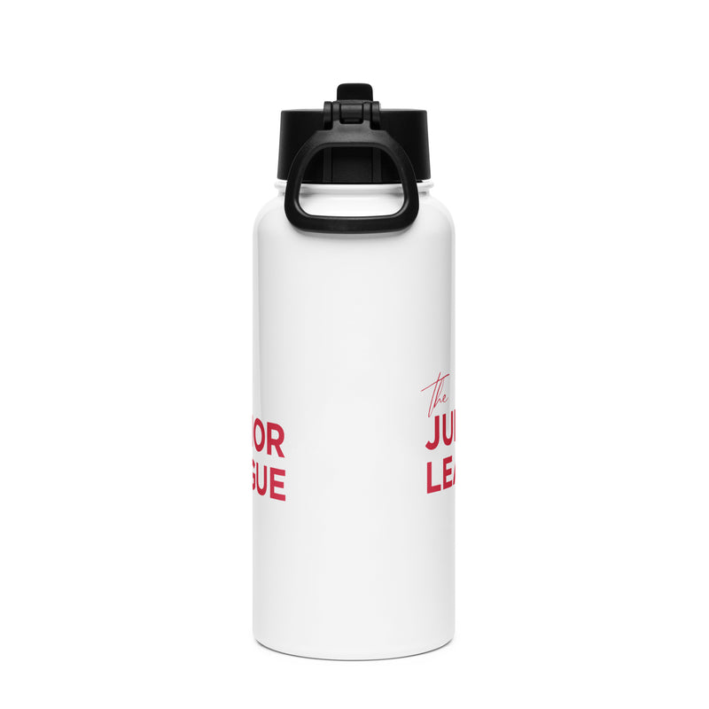 Junior League Water Bottle with straw showing design and lide