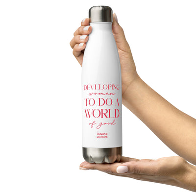 Junior League Double Design Stainless Steel Water Bottle in model's hands