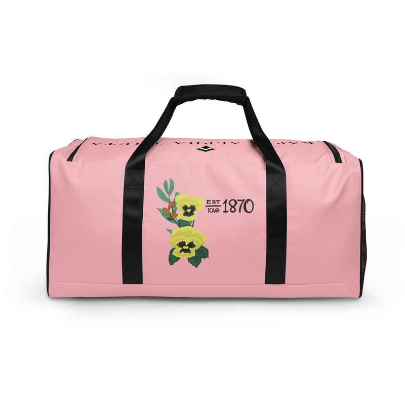 Kappa Alpha Theta Pink Duffel Bag showing 1870 design