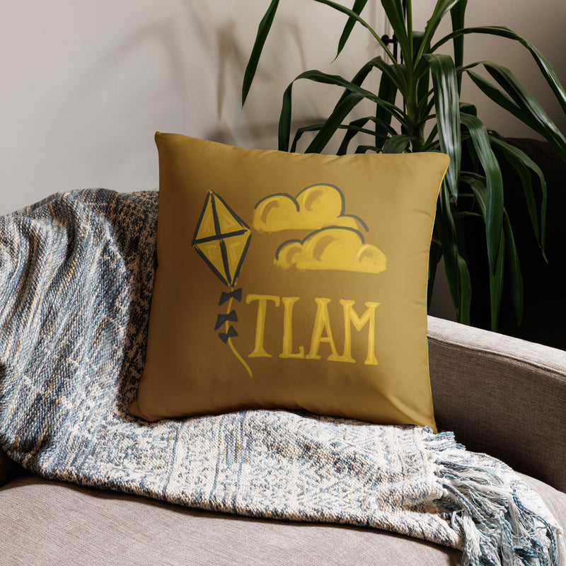 Kappa Alpha Theta TLAM Reversible Pillow in 22" x 22" size shown on couch