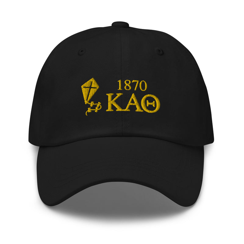 Close up of kappa alpha theta black dad hat