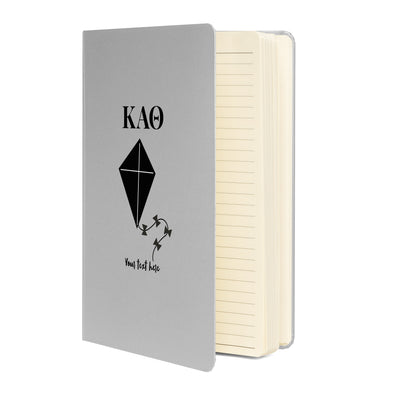 Theta Kite Personalized Hardcover Journal in silver showing inside lined pages
