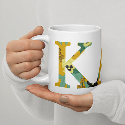 Kappa Alpha Theta Sorority Mug in 20 oz size shown in model's hands