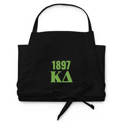 Kappa Delta 1897 Embroidered Apron shown in black with green embroidery
