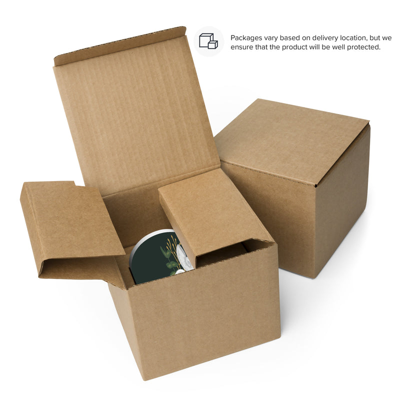 Kappa Delta dark green Kay Dee mug shown in sturdy shipping box