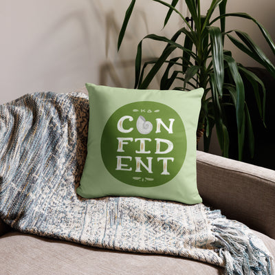 Kappa Delta KD Confident pillow in 18" x 18" size in light green on couch