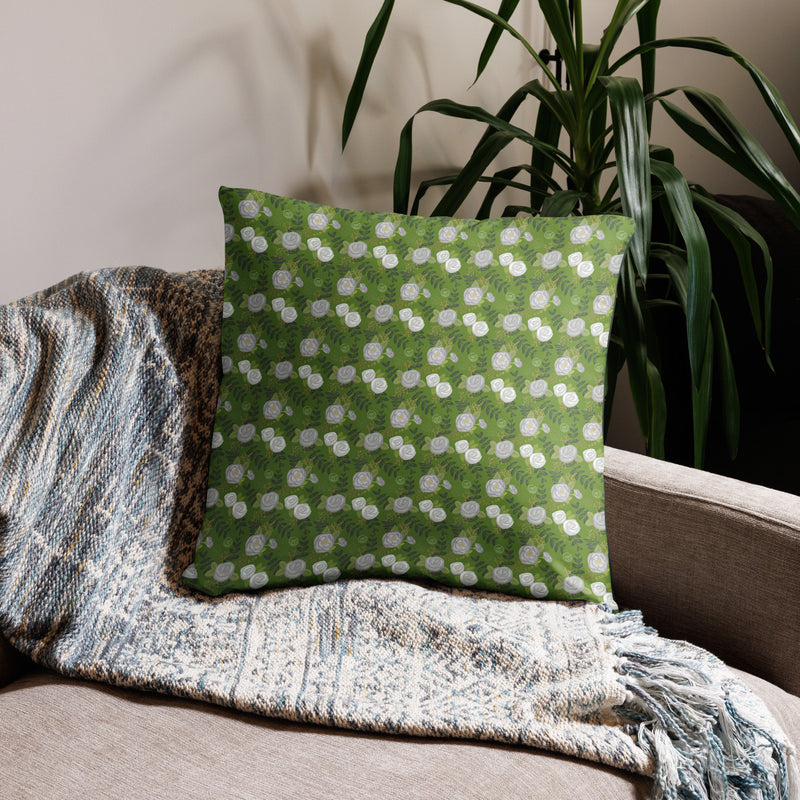 Kappa Delta Letters Sorority Pillow in 22" x 22" size shown on couch