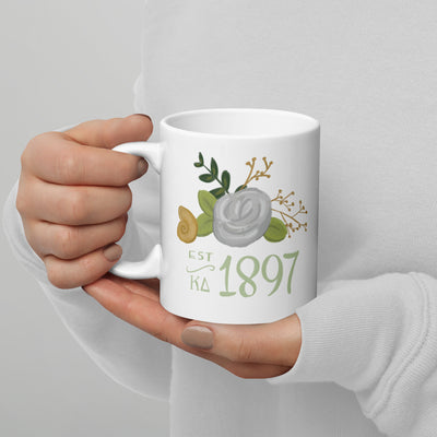 Kappa Delta Double-Sided Mothers Day 11 oz Mug showing 1897 design in model's hands