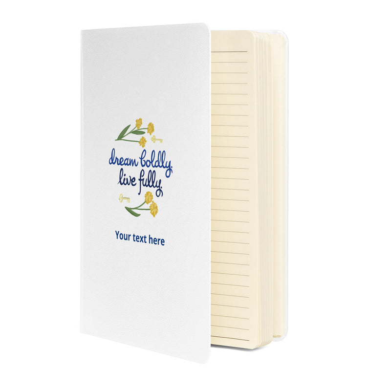 Kappa Kappa Gamma Dream Boldly. Live Fully. Journal in white showing inside pages
