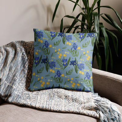Kappa Kappa Gamma Sorority Pillow with floral print shown in 22" x 22" size