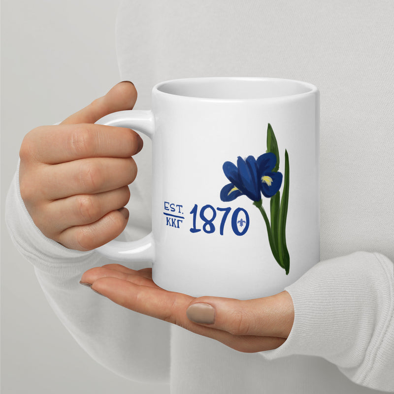 Kappa Kappa Gamma 1870 White Mug in larger 20 oz size shown in model&