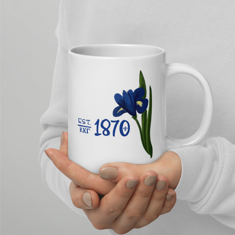 Kappa Kappa Gamma 1870 White Mug in larger 20 oz size shown with handle on right