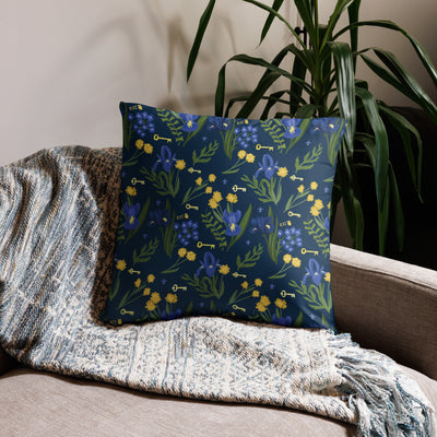 Kappa Kappa Gamma Fleur de Key Pillow in 22" x 22" lumbar pillow size shown on couch