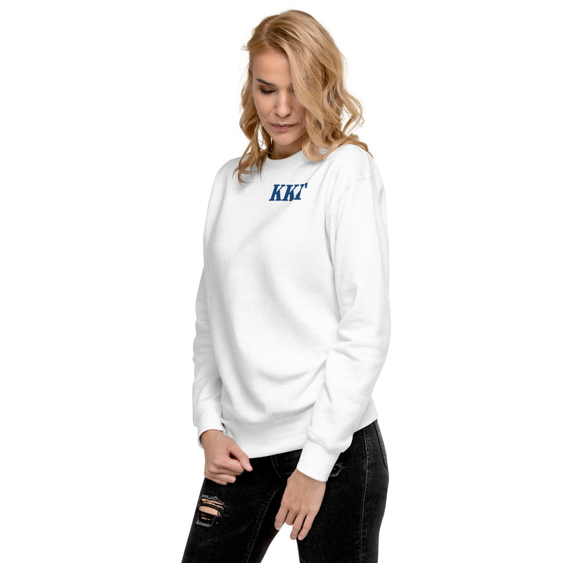 Kappa Kappa Gamma Letters Sweatshirt shown in white on model in side view