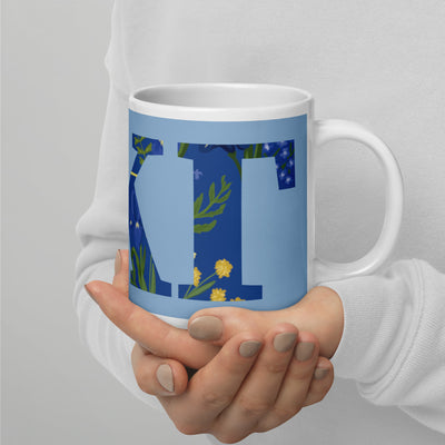 Kappa Kappa Gamma Filled Letters Mug in 20 oz size showing design wrapping around mug