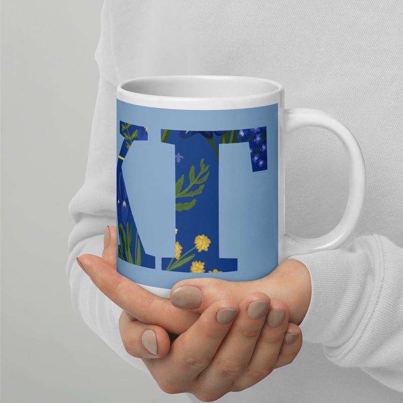 Kappa Kappa Gamma Filled Letters Mug in 20 oz size showing design wrapping around mug