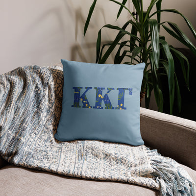 Kappa Kappa Gamma Sorority Letters Pillow showing front of pillow on couch